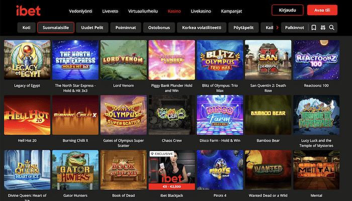 iBet-kasinon pelivalikoima