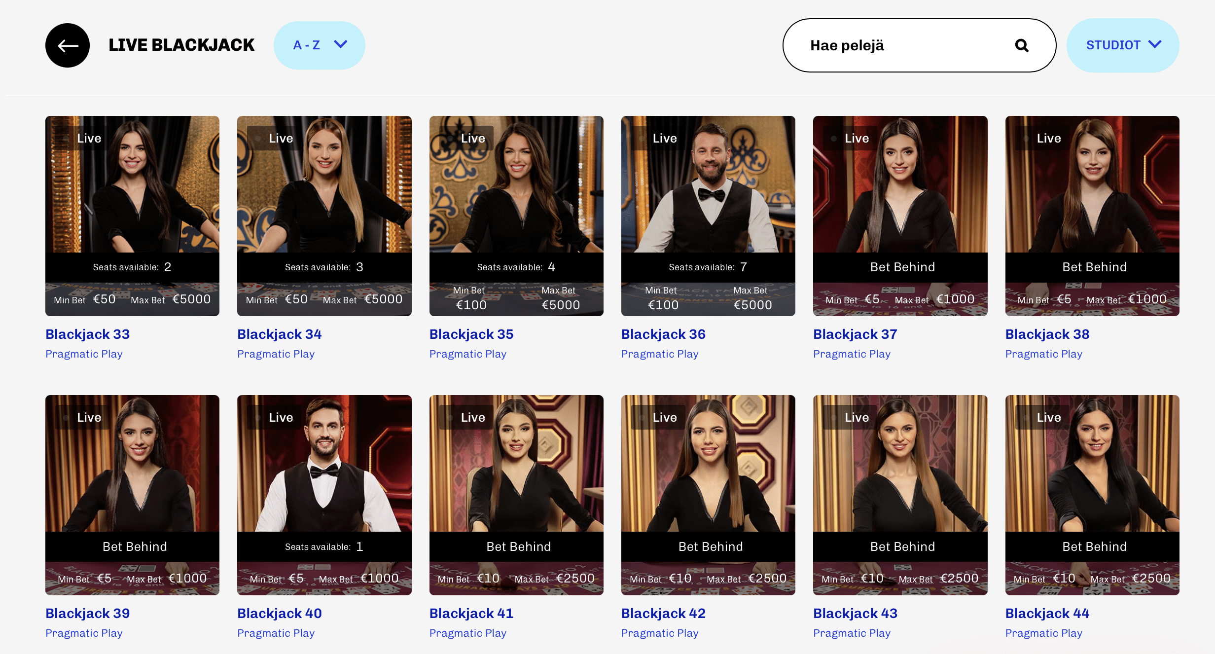 slotti kasinon live blackjack