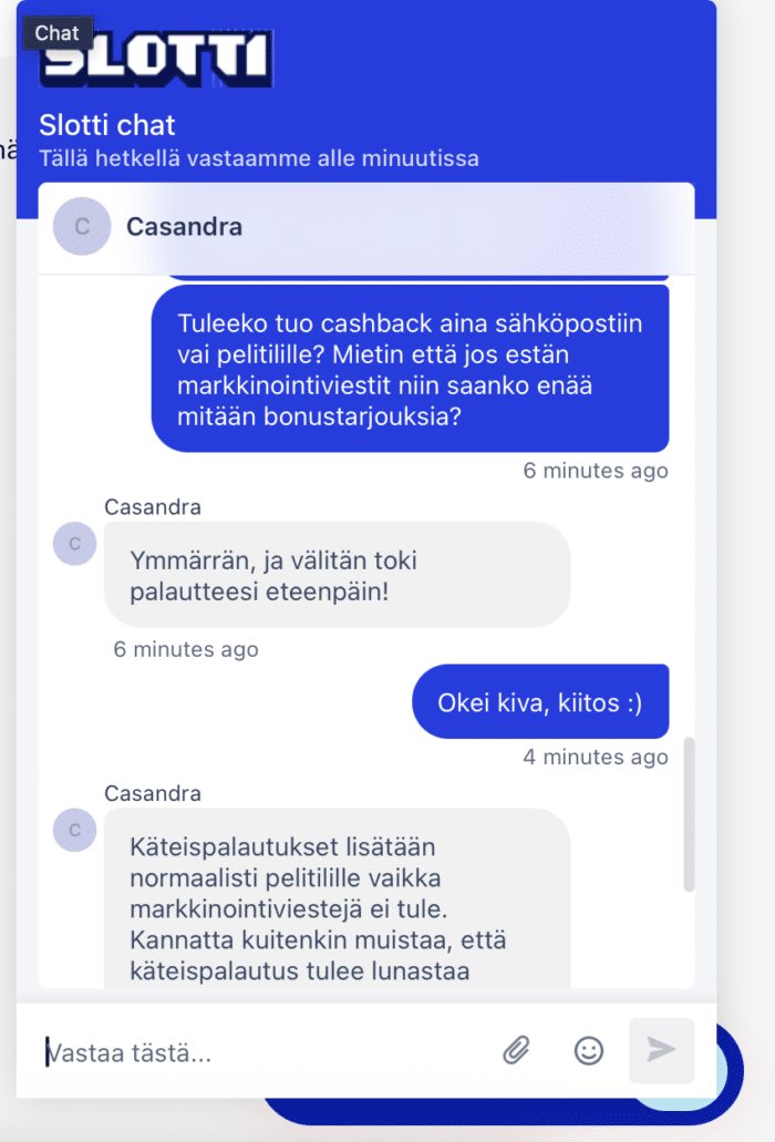 Slotti asiakaspalvelu