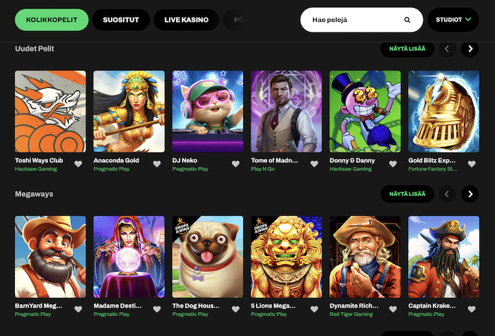 Hillo Kasinon kolikkopelivalikoimaa