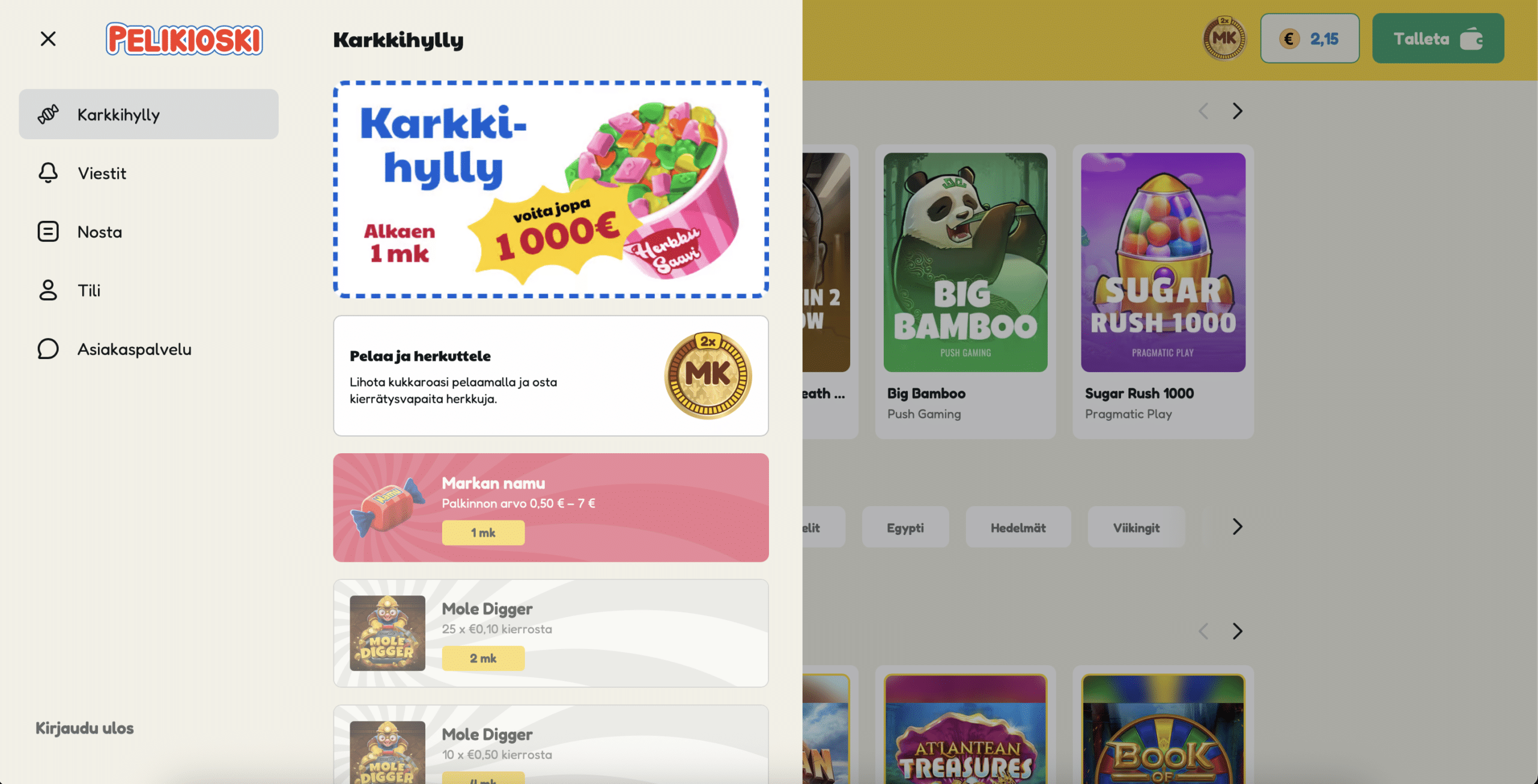 Pelikioski kasino pankkitunnuksilla