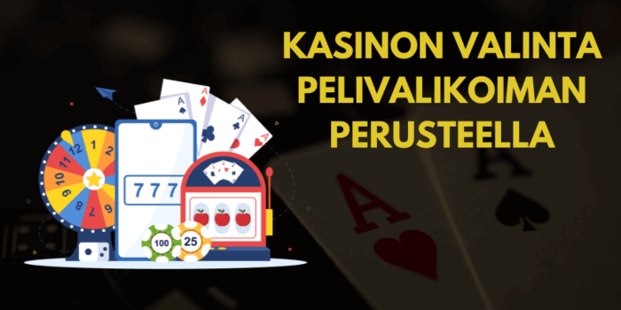 Kasinon valinta pelivalikoiman perusteella. Kuvituskuva.