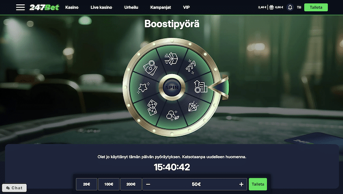 247Bet -kasinon boostipyörä