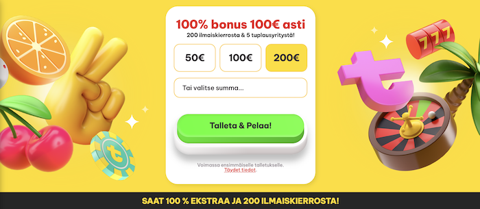 Tuplauksen 100% tervetulobonus