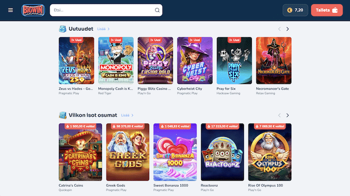 Bigwin-kasinon kolikkopeliaula