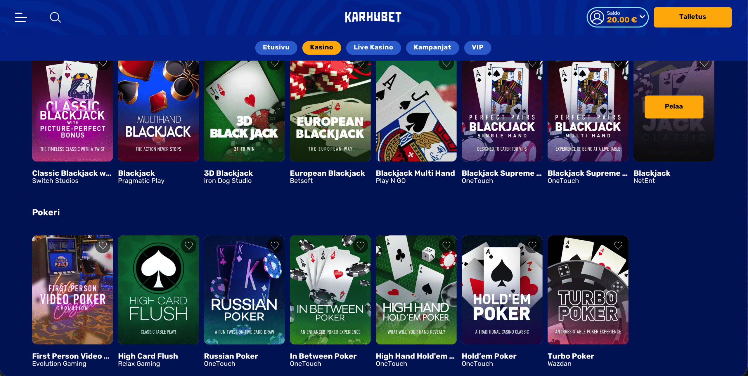 Karhubet kasinopelit