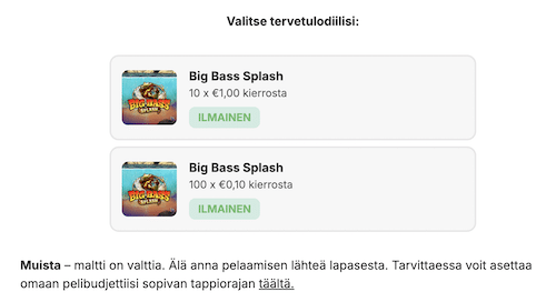 Potmannin bonusvaihtoehdot