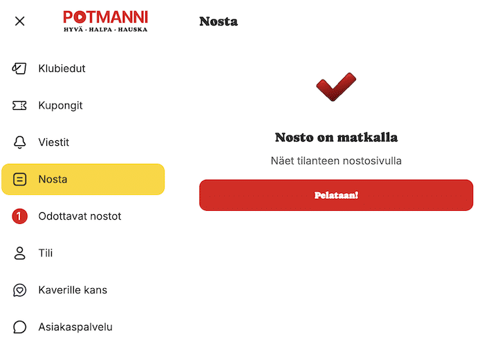 Odottavassa tilassa oleva nosto