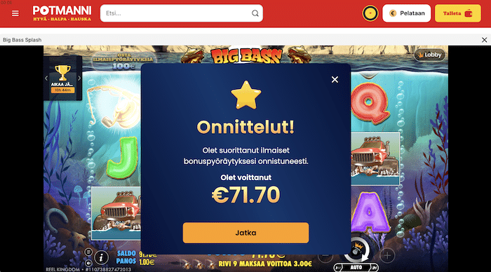 Voitto ilmaiskierroksilla