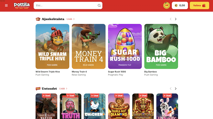 Pottilan pelivalikoimaa