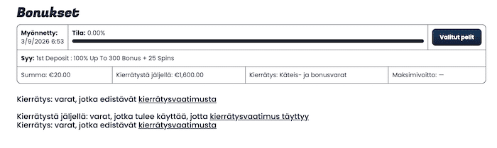 Bonuskierrätyksen tilanne