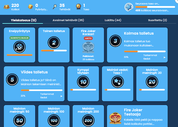 Mainio Kasinon tehtäviä pelaajille