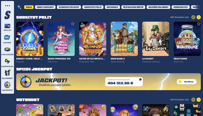 Spiidi-kasinon pelivalikoima