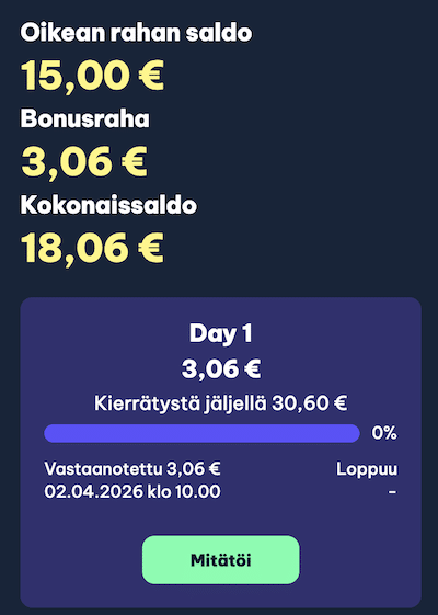 Bonuskierrätys Blingi-kasinolla