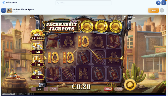 Pelitilanne Jackrabbit Jackpots -pelistä
