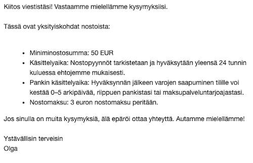 Asiakastuen e-mail Muhkeelta